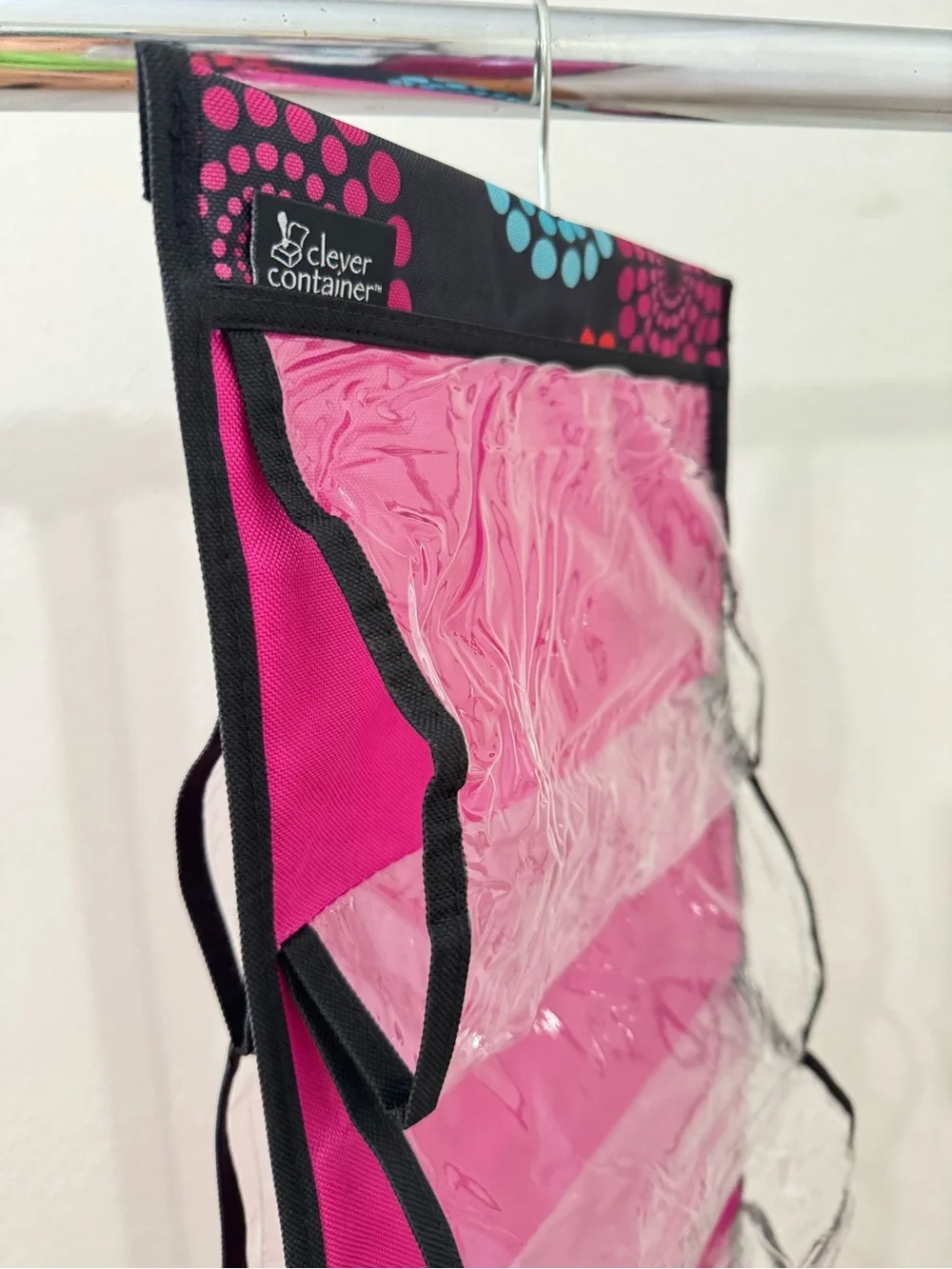 3 Pcs Pink Clear Hanging 8-16 Shoes Purse Towel Scarfs Accessory Closet Organize
